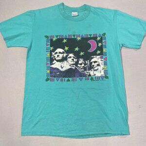 VTG Mt Rushmore Shirt Men Small Medium Teal Turquoise Single Stitch Suttons Art